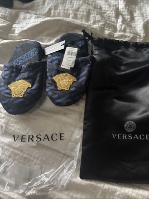 Versace Medusa la Greca Slippers Size Small.  US 5-7.  $275 NWT