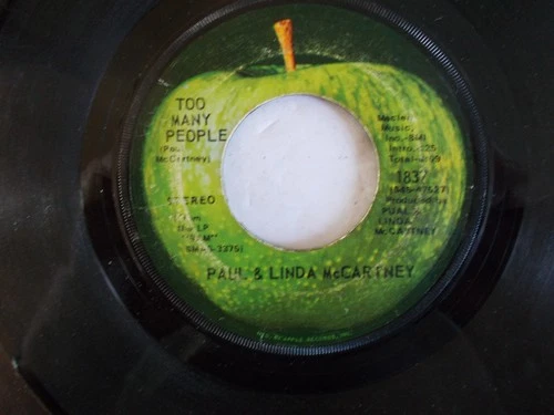 Beatles Paul McCartney-1971 "Too Many People/Uncle Albert" 45 w/Uncut Apple Lbls