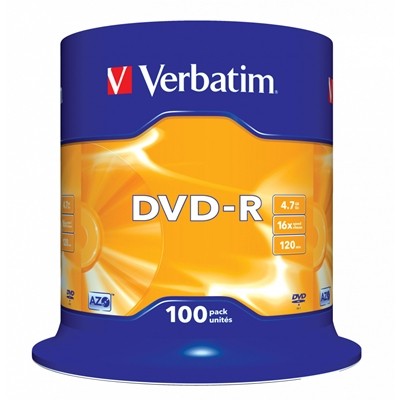 Verbatim 43549 Dvd-R 16X 100er Pack Spindel 4,7Gb Matt Silber