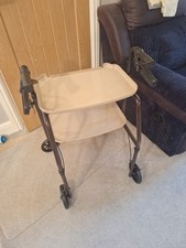 Mobility trolley walker rollator indoor walking aid frame with brakes and trays