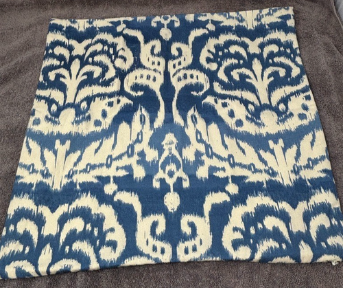 Pottery Barn Pillow Cover Sham Throw Beale Paisley Ikat Reversible Blue 18x18 - Picture 3 of 5