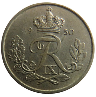 1950 Dänemark 25 Öre / Øre Münze