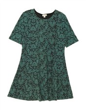 MONSOON Womens Tent Dress UK 16 Large Green Floral Cotton DS67