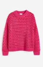 H&M Pointelle Jumper Cerise Pink Size Medium