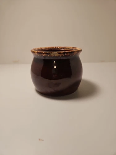 Vintage Hull Pottery Brown Drip Oven Proof Individual Bean Pot No Lid