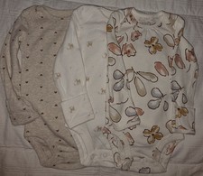 Baby Girls Carters Lot of 3 One Piece Bodysuits Long Sleeve Size 3 Months