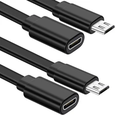 2 Pcs 10 Ft Micro USB Extension Cable Male to Female Security Camera