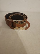 Salvatore Ferragamo Men s Brown Stamped Leather Belt Sz 50/125 Authentic Italy
