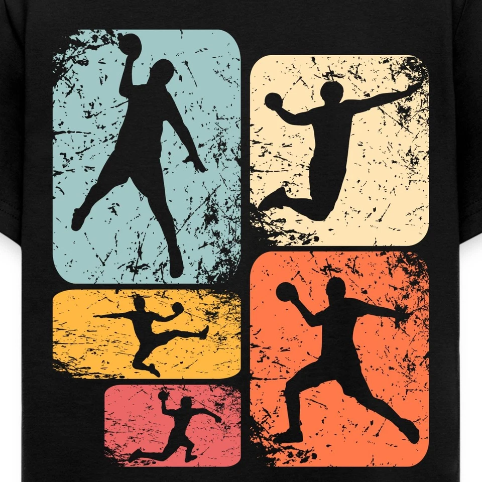 Handball Retro Style Silhouetten Handballspieler Kinder T-Shirt - Bild 2 von 4