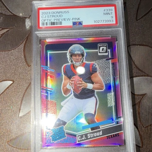 Panini Donruss 2023 Rated Rookie C.J. Stroud #339 Optic Preview Pink PSA 9