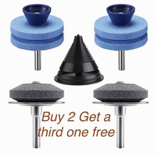 4pk Lawn Mower Blade Sharpener + Balancer Tool Kit for Power Drill Garden Mowers
