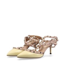 Valentino Garavani Rockstud Strap Pumps Leather Patent Yellow Women EU36.5/US6.5