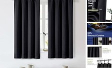 Sally Shortout Curtains for Bedroom Living Room 40"W x 54"L Pack of 2 Black