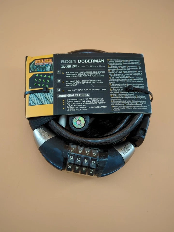 NEW Onguard 5031 Doberman Coil Cable Lock with Combination 6' x 0.47" Combo  - Image 4 of 4