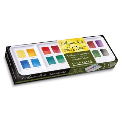 Sennelier Aquarellfarben - Granulierende Farben 12 halbe Näpfchen N131613.01