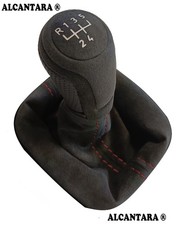 FÜR AUDI A3 8L 8P 8V  SCHALTSACK SCHALTKNAUF 12mm ALCANTARA© 5G NAHT ROT DP1