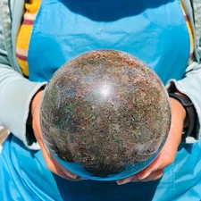 4.42LB Natural aquatic plant agate crystal ball, water grass moss agate ball