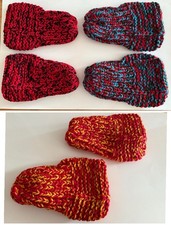 3 Handmade Warm Crochet Knit Adult Slipper Booties Socks House Shoes Multicolor