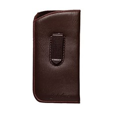 Soft Slip-In Glasses Case Vertical Pocket Clip Men Women Faux Leather Brown
