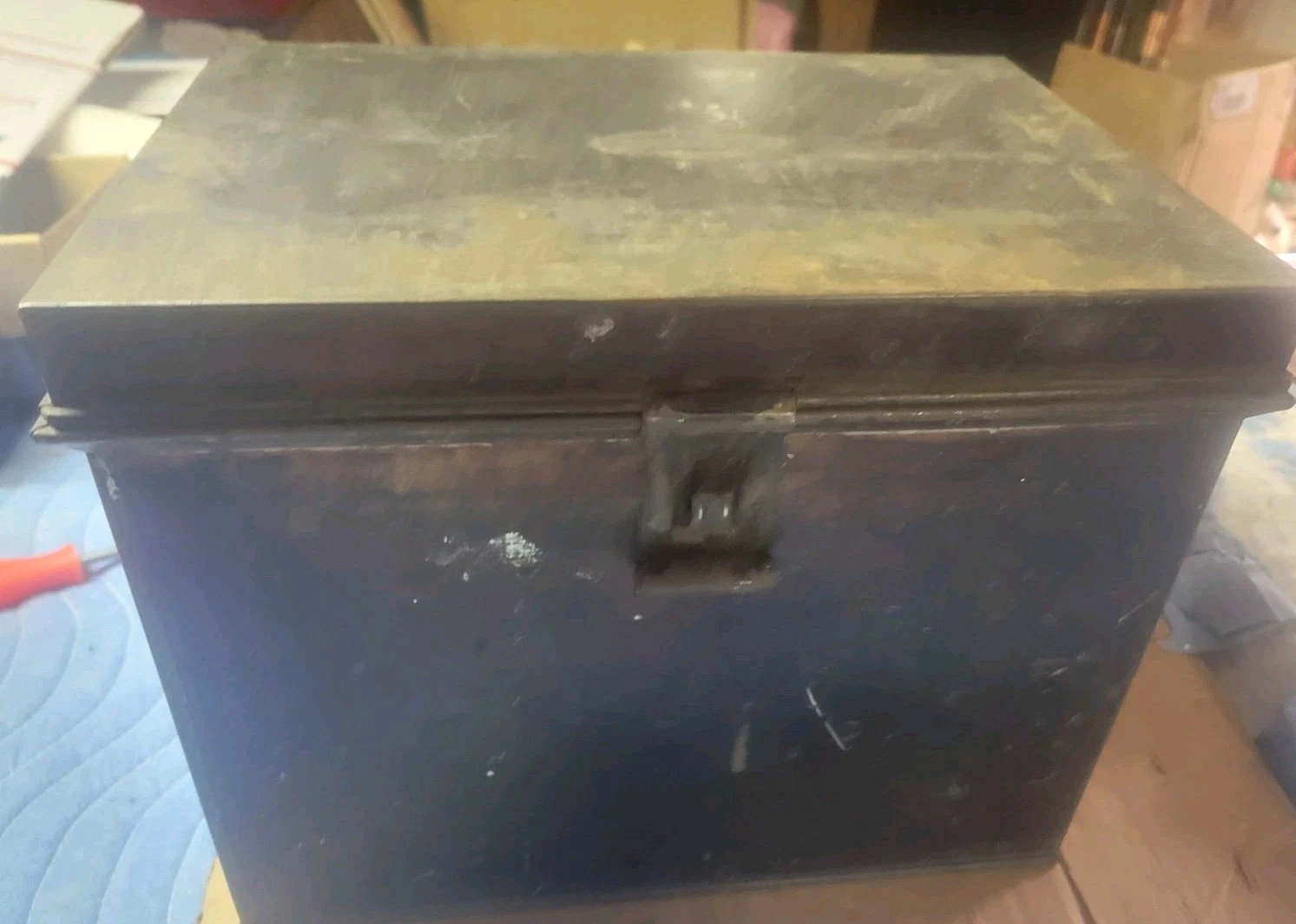 Vintage Kreamer Tin Metal Bread Box Hinged Kitchen Decor