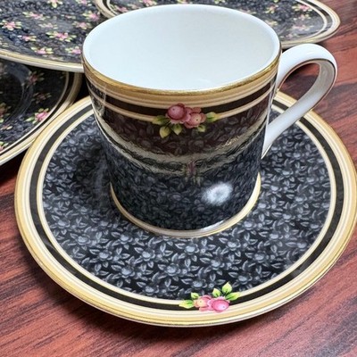 Wedgwood Clio Black Damask Cup Saucer / Plate 3 Set | eBay