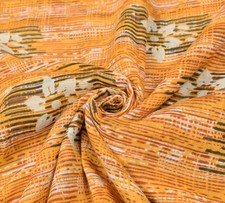 Sushila Vintage Floral Saree 100 Pure Cotton Orange Printed Soft Craft Fabric