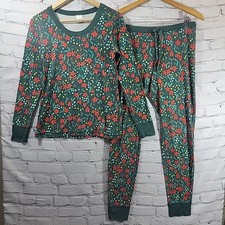 Hanna Andersson Pajama Set Womens Christmas Floral Long John Sleepwear PJs S/M