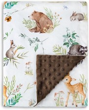 Woodland Animals Baby Comfort Blanket Soft Minky for Infants Toddlers