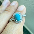 925 Sterling Silver Ring 5x3mm Natural Blue Turquoise Gemstone Zircon Jewelry — photo 9