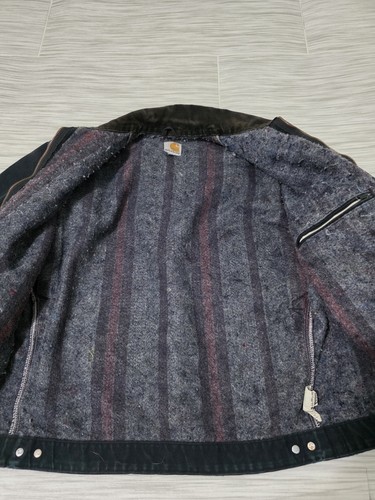 Carhartt J001 BLK Detroit Blanket Lined Full-Zip Jacket USA Mens L Tall - C200 - Picture 7 of 12