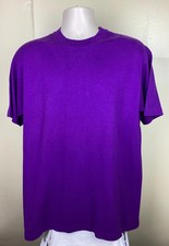 Vtg 90s Fruit Of The Loom Plain Purple T-Shirt L Blank Single Stitch Made In USA