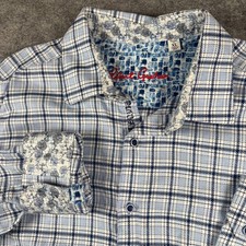 Robert Graham Shirt Mens XL Plaid Floral Flip Cuff Button Up