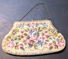 antique 1920"s floral purse/petit point/needle point/tapestry/art deco/flapper