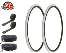 ALTA BIKE 700x25c LEGGERO BIANCO SPEED SLICK PNEUMATICI 60MM PRESTA TUBI (6pz)