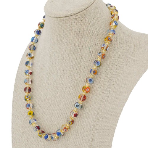 Collar Cristal De Venecia Italiano Cristal De Murano Millefiori Mosaico Transparente Mult - Imagen 5 de 6
