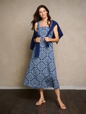 Linen Blend Fit & Flare Dress - Luxe Bandana Talbots, NWT $169, have all size