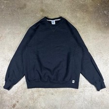 Russell Athletic Mens Black Crewneck Sweatshirt Heavyweight Fleece Size Large