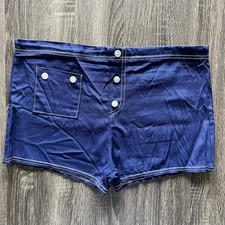 Vintage 60s/70s Mens Swim Trunks Shorts Blue Drawstring