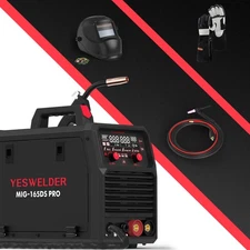 YESWELDER 165A 4-in-1 MIG Welder with Helmet, Gloves & Torch, 110V/220V