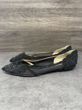 Badgley Mischka Gigi Pointed Toe Evening Flats Womens Size 7 Black Glitter Slip