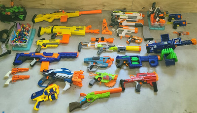 Large NERF Lot - Fortnite NERF Mega Foam Dart Blaster Lot w/ Darts - E9485