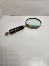 Brass 10X Handheld Magnifier, Bone Handle, Vintage Ideal for Reading, Inspection