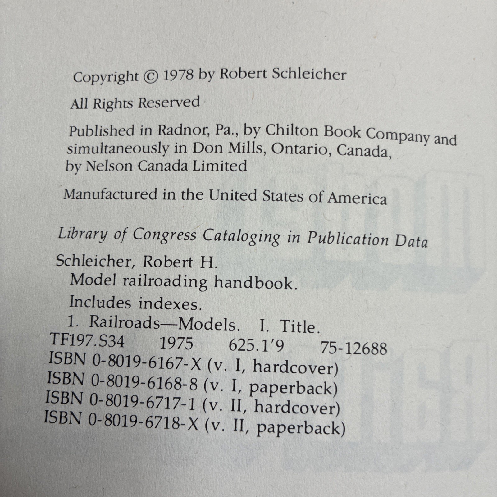 The Model Railroading Handbook Volume II -  Robert Schleicher (1978, Paperback)