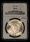 1923 $1 Silver Peace Dollar - Frosty - NGC MS 66 - SKU-B5408