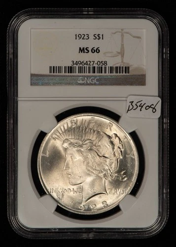 1923 $1 Silver Peace Dollar - Frosty - NGC MS 66 - SKU-B5408