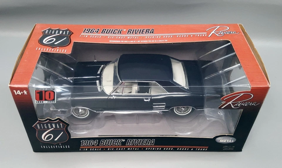 Buick Riviera 1964 negro escala 1:18 diecast por Ertl Highway 61 #50371 Foto 3 de 4
