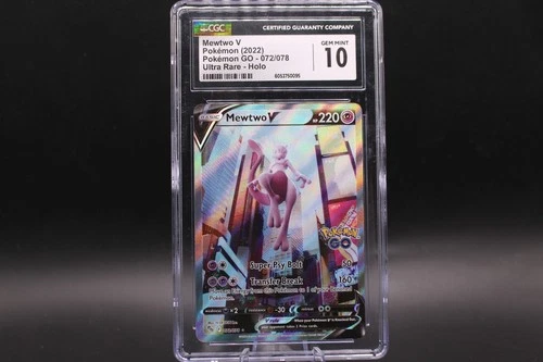 2022 Pokémon Go Mewtwo V Ultra Rare Holo CGC Graded 10 Gem Mint 072/078