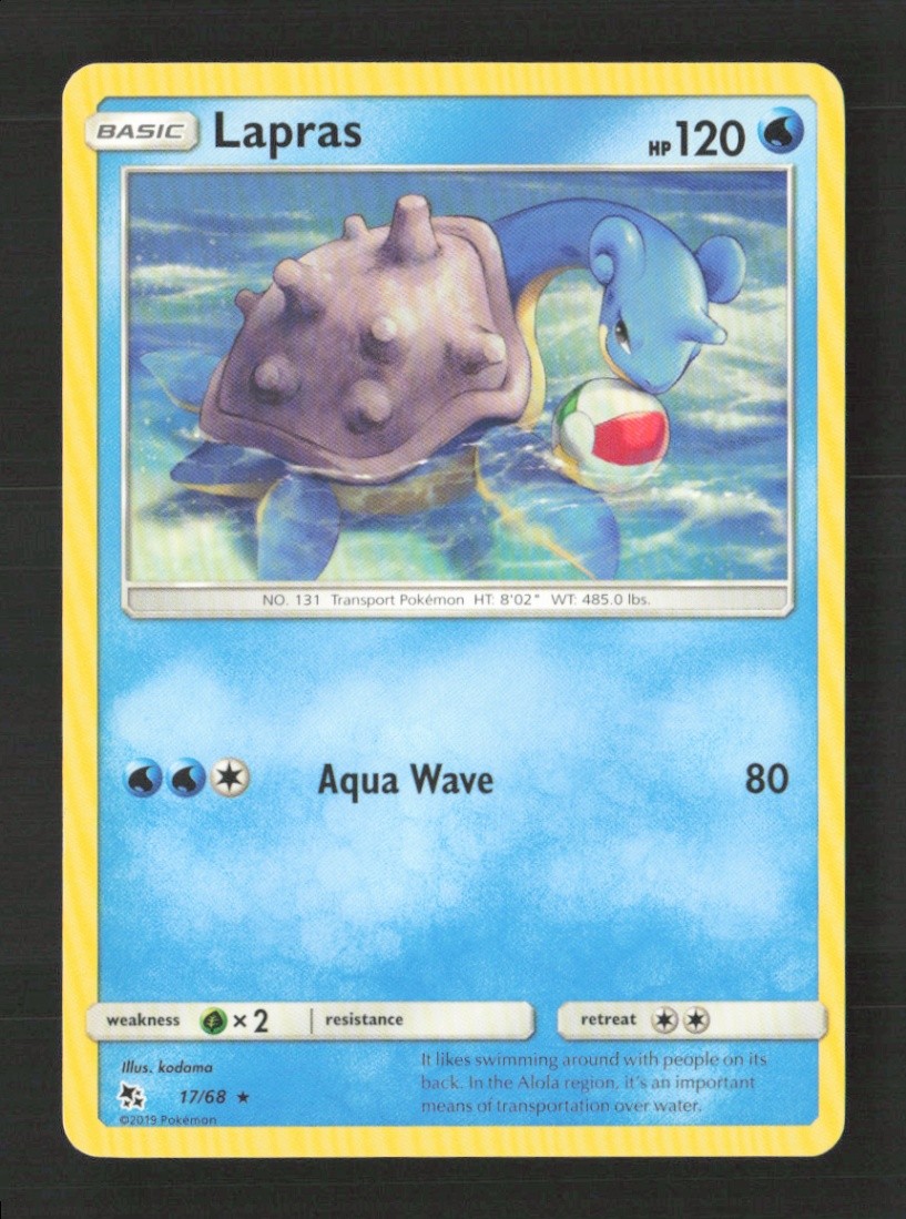 Lapras Rare Normal Hidden Fates 17/68 NM Pokémon TCG