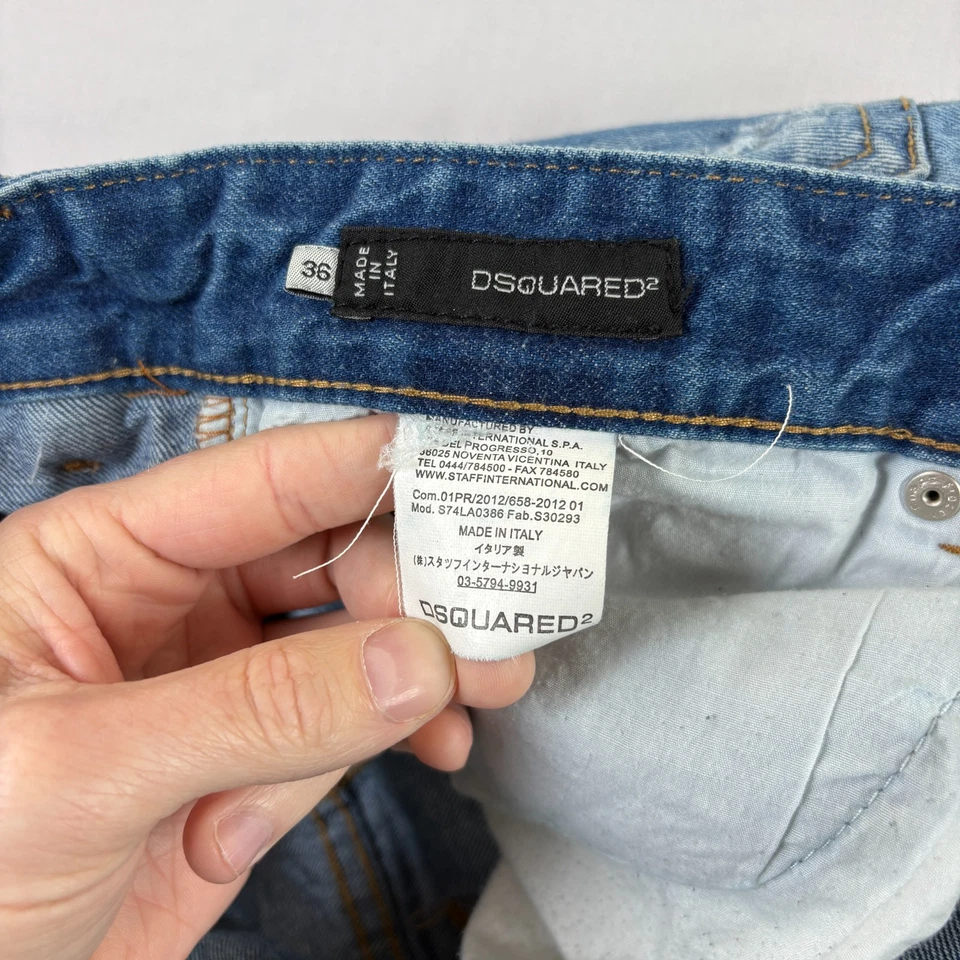 Pantalones Cortos de Jean Dsquared2 Para Hombre Talla 36 Azul Denim Pantalones Cortos Retazos Corte Envejecido Foto 4 de 4