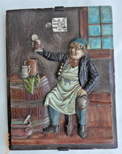Wandbild Keramiktafel um 1900 Wirtshausstil